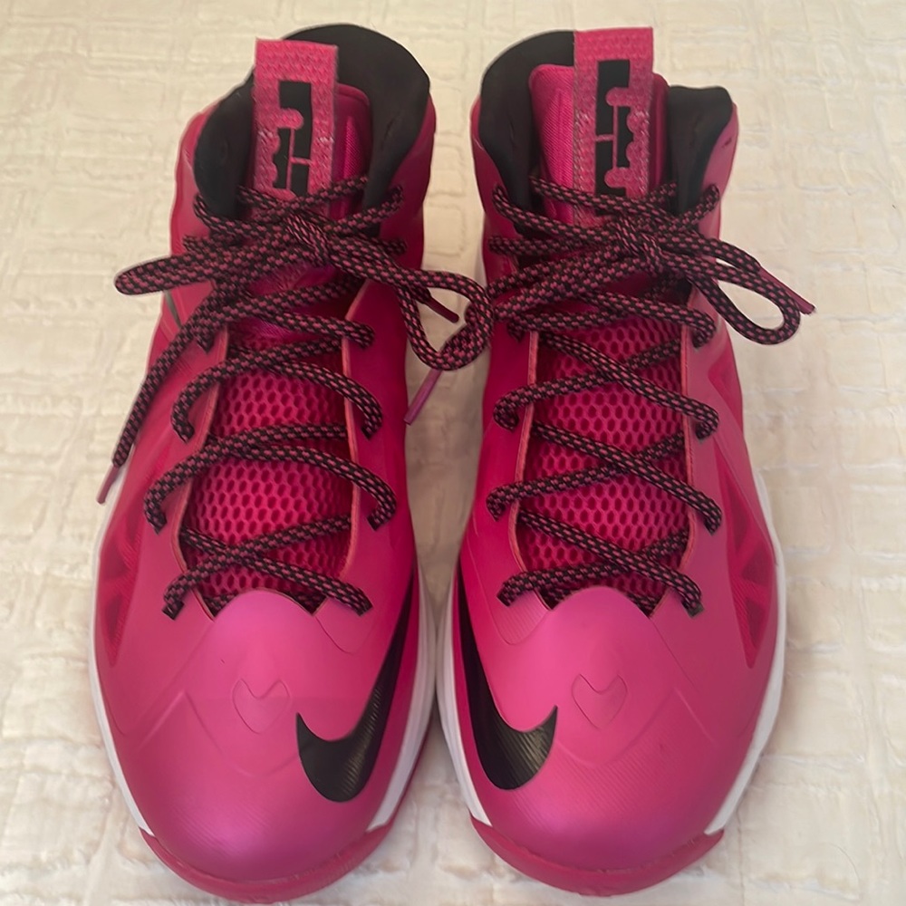 Nike Lebron X pink high top sneaker size 8.5 women, 7 men, and 7Y youth